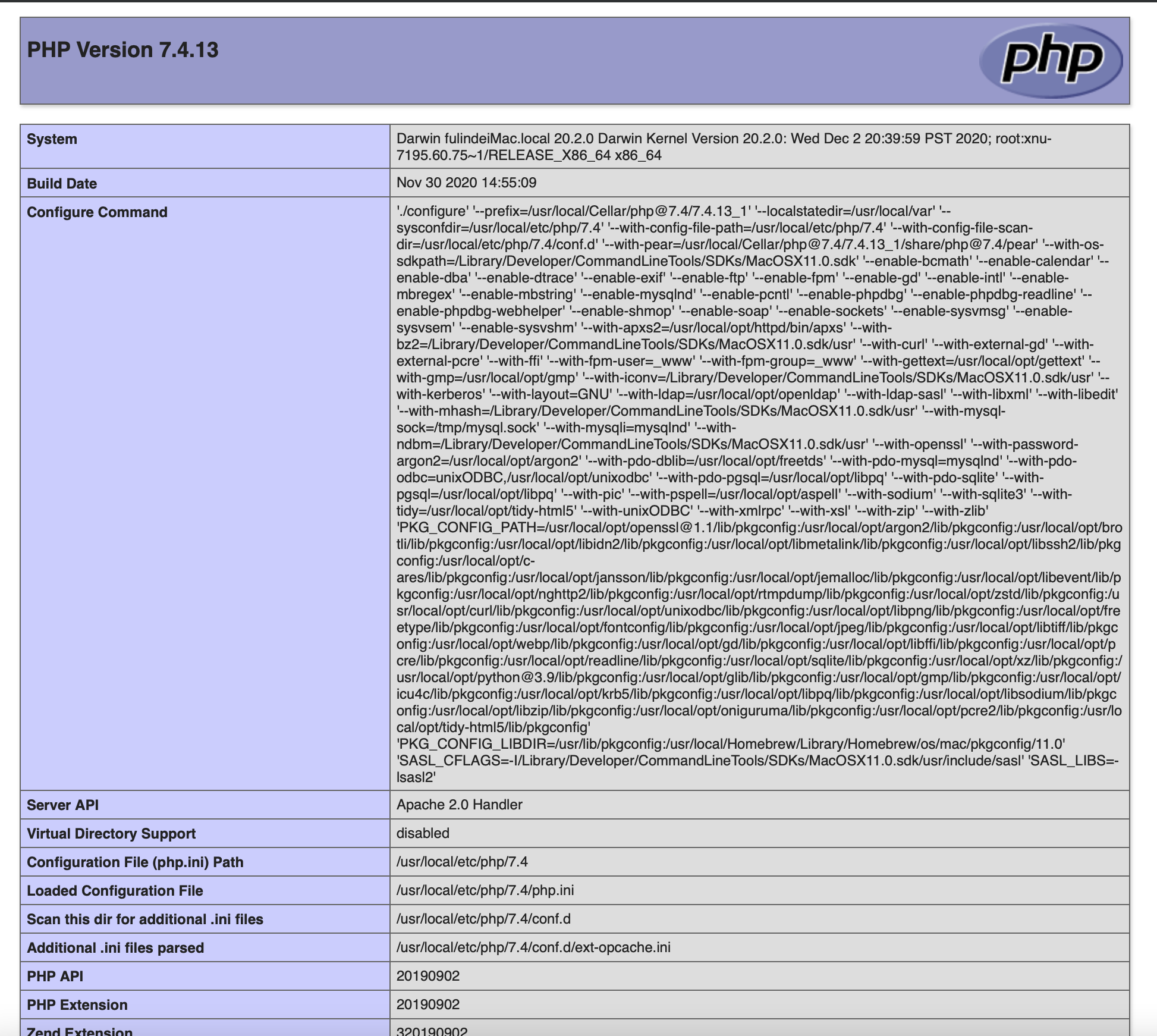 Mac下phpinfo和php -m里的擴展不一致怎么解決?