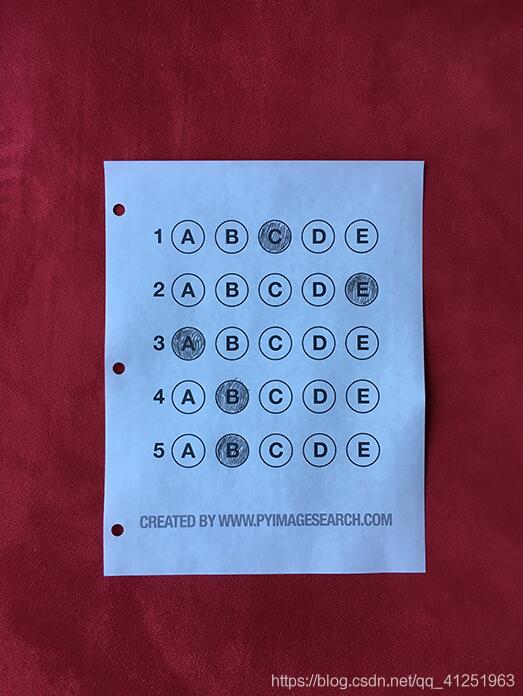 python OpenCV實現答題卡識別判卷