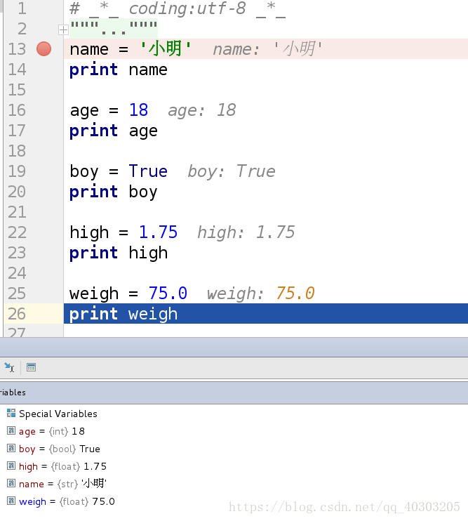 python定義變量類型