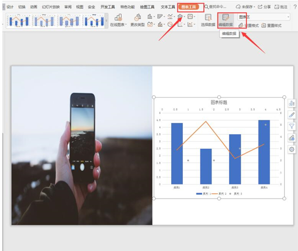 PPT中組合兩個圖表表現數據關系方法