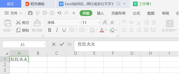WPS在Excel的一個單元格內輸入兩行或多行文字操作方法