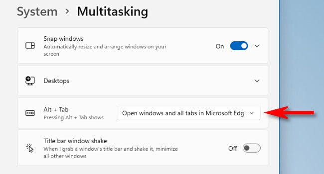 怎么阻止Windows11在Alt+Tab中顯示邊緣選項(xiàng)卡?