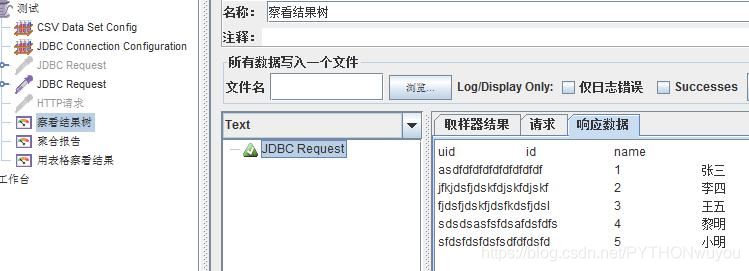 python軟件測試Jmeter性能測試JDBC Request(結合數據庫)的使用詳解