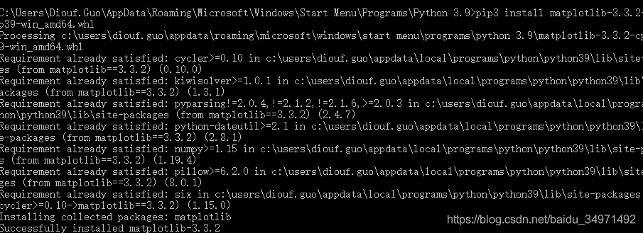 windows下python 3.9 Numpy scipy和matlabplot的安裝教程詳解
