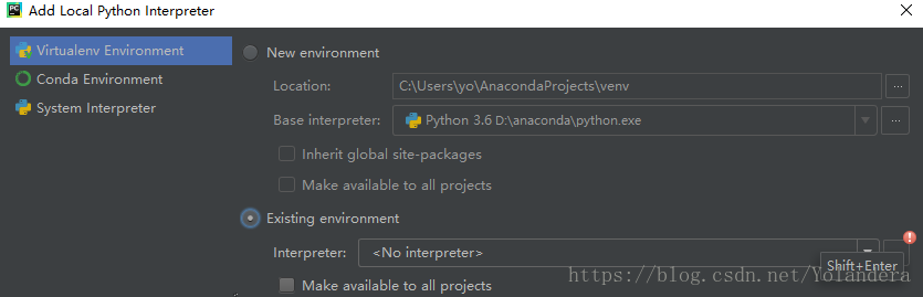 python 中關(guān)于pycharm選擇運(yùn)行環(huán)境的問題