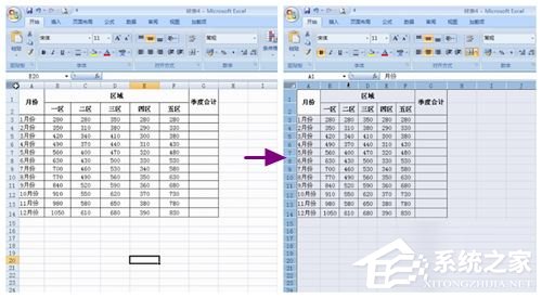 excel2007調(diào)整表格行列寬度步驟方法