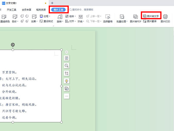 word如何將圖片格式轉換成文字