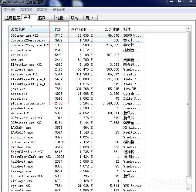 Win7任務管理器進程頁列找不到相關進程PID號怎么辦