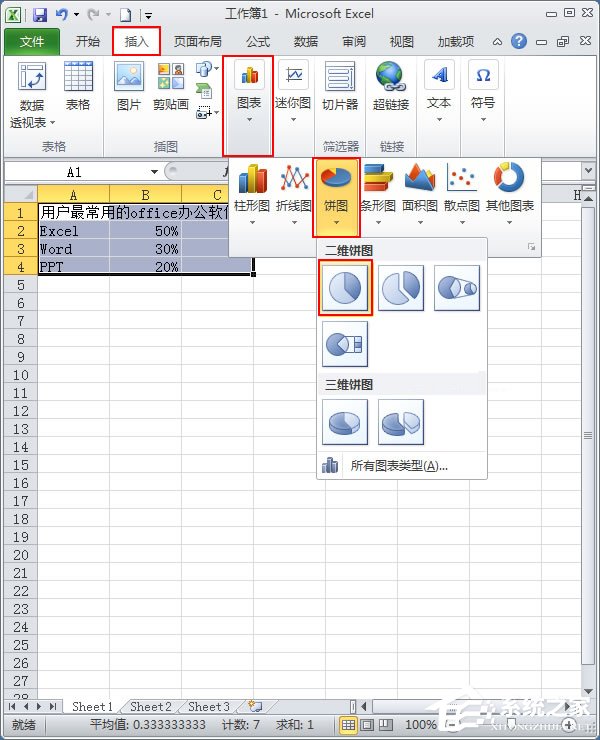 Excel扇形統計圖怎么做?
