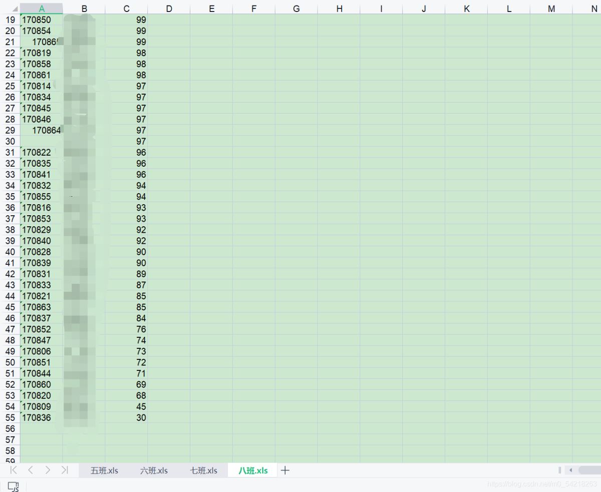 Python 處理表格進(jìn)行成績排序的操作代碼