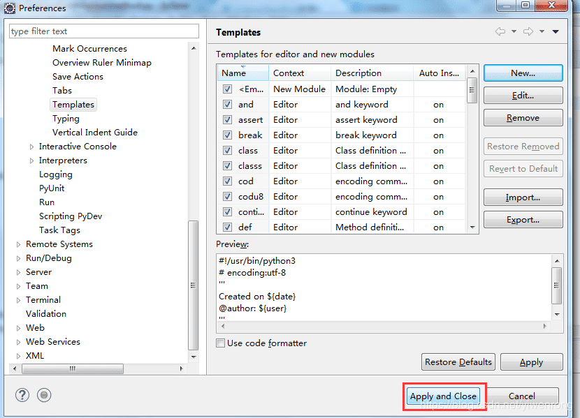 Eclipse配置python默認頭過程圖解