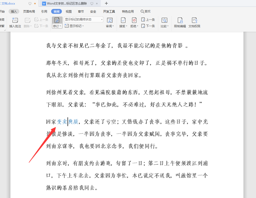 WPSWord文檔標記區怎么刪除
