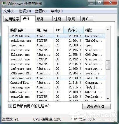 Win7任務管理器中哪些進程可以關閉？
