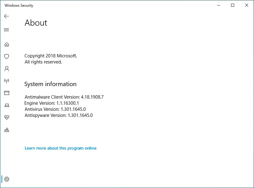 怎么知道Win10電腦中Microsoft Defender版本？