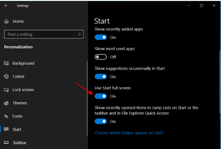 Win10開始菜單怎么設置全屏顯示?