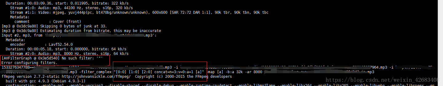 解決java執行cmd命令調用ffmpeg報錯Concat error - No such filter