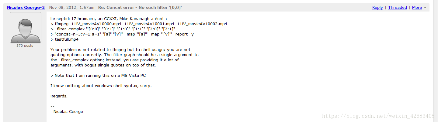 解決java執行cmd命令調用ffmpeg報錯Concat error - No such filter