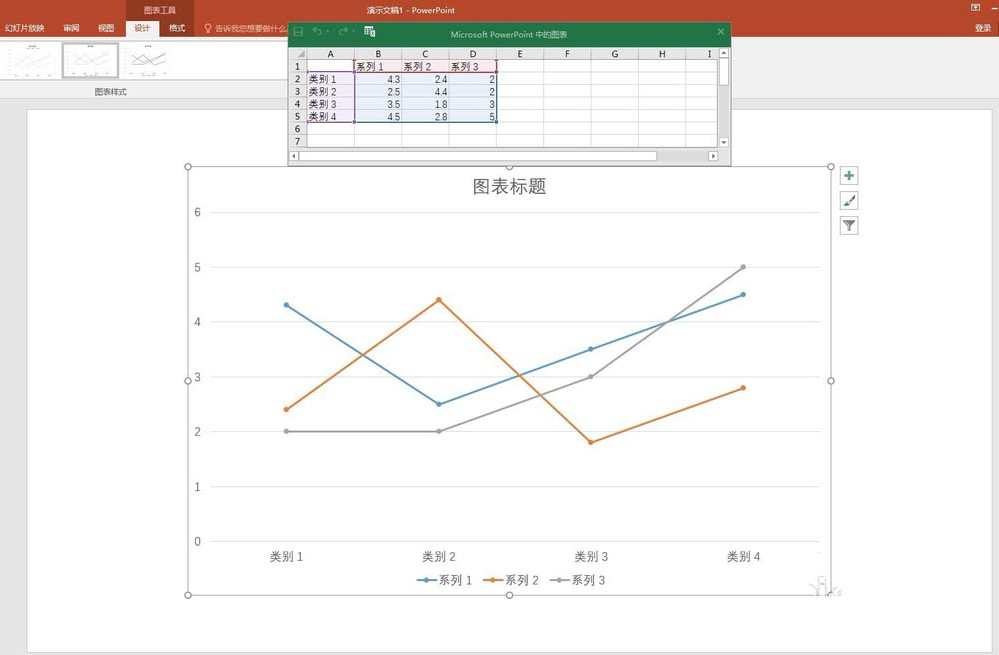 ppt中添加折線圖表高低點連線具體操作方法