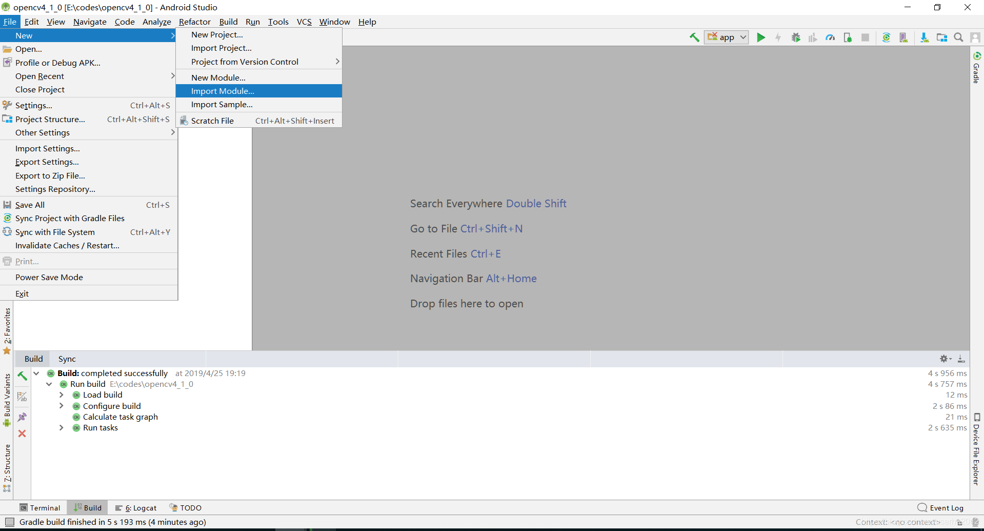 使用Android Studio創(chuàng)建OpenCV4.1.0 項(xiàng)目的步驟