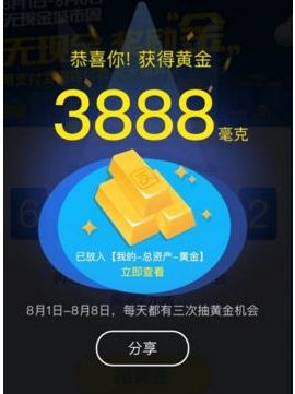 支付寶1毫克黃金值多少錢 支付寶1毫克黃金價(jià)值多少