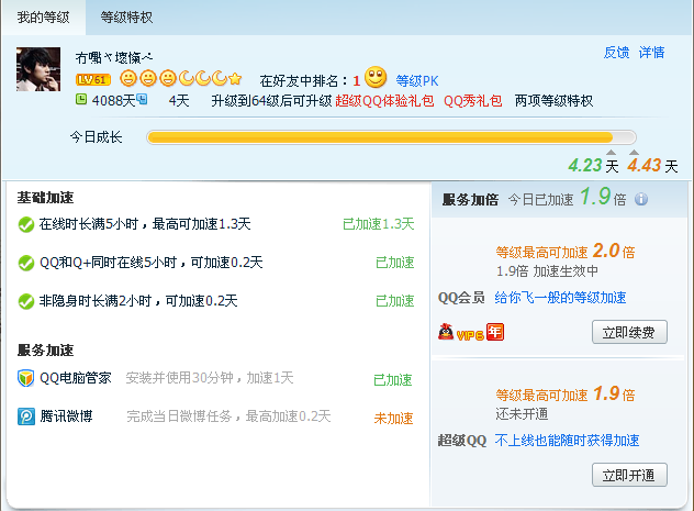 QQ等級每天有幾種加速方式 最高加速多少天