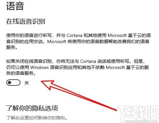 win10系統開啟在線語音識別功能的方法
