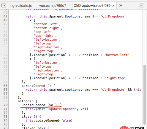 javascript - 如何在瀏覽器如chrome中審查元素時查看某個元素綁定的Vue方法？