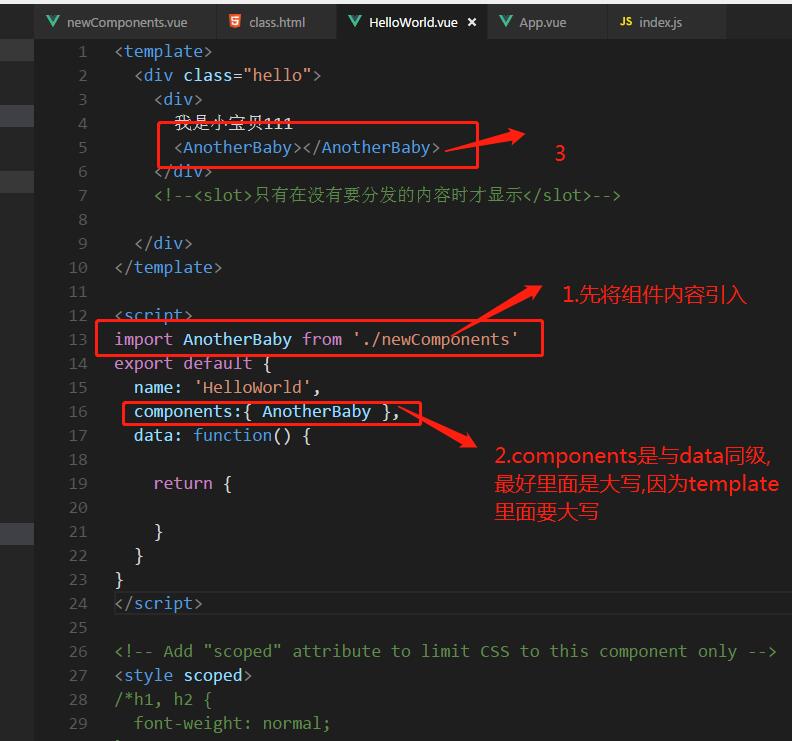 vue組件中實現嵌套子組件案例