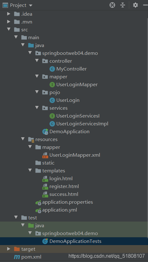 IDEA下創(chuàng)建SpringBoot+MyBatis+MySql項(xiàng)目實(shí)現(xiàn)動(dòng)態(tài)登錄與注冊功能