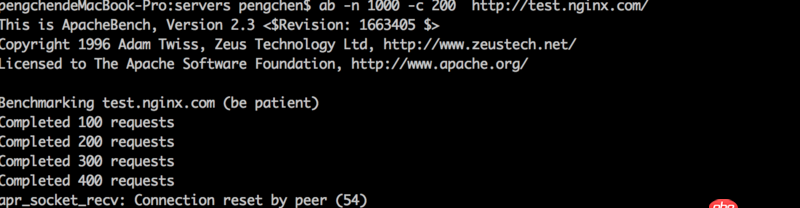 在mac pro 上搭建了nginx 服務器，一個簡單的html頁面，200并發都扛不住，為什么
