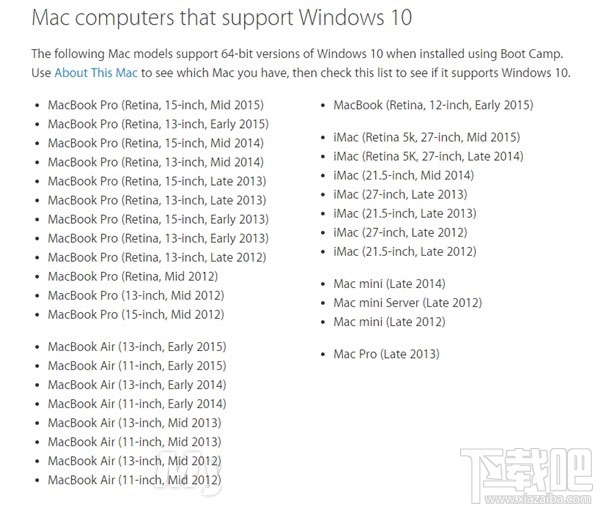 蘋果電腦支持win10嗎?蘋果電腦支持安裝windows 10系統的設備匯總介紹