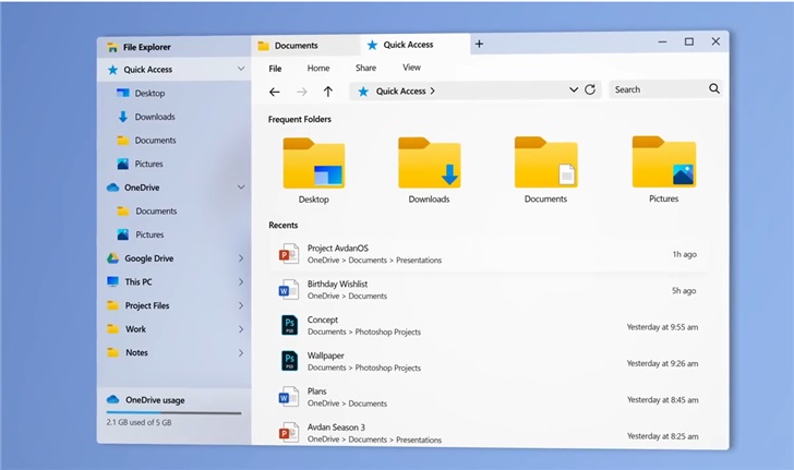 Windows20概念設計展示 全新系統界面與特色操作界面