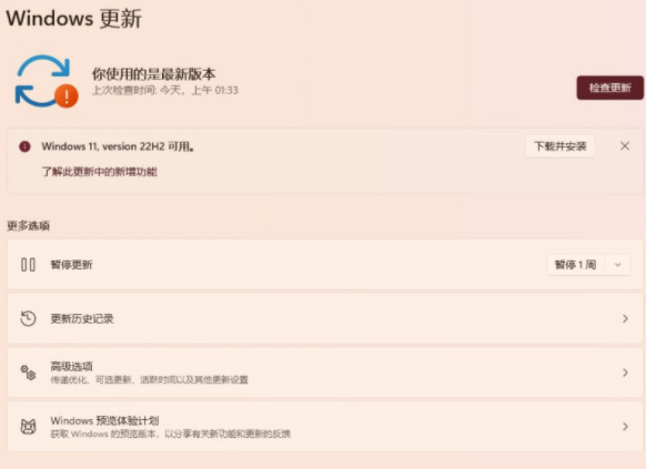 Win11 22H2無法更新怎么回事
