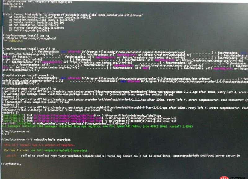 node.js - vue-cli構建報錯。。。生成不了模板，求解~！！