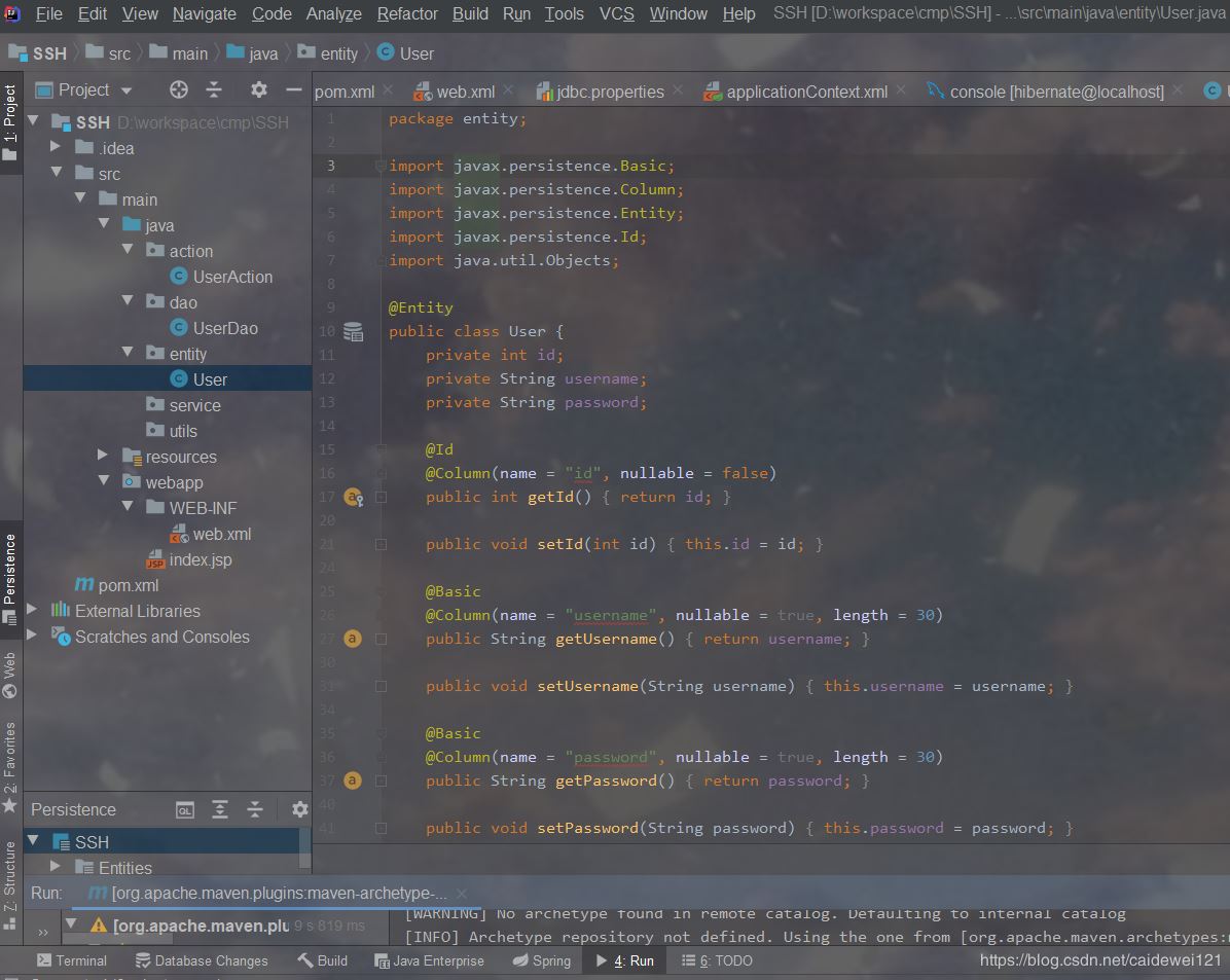 Idea+maven搭建SSH(struts2+hibernate5+spring5)環境的方法步驟