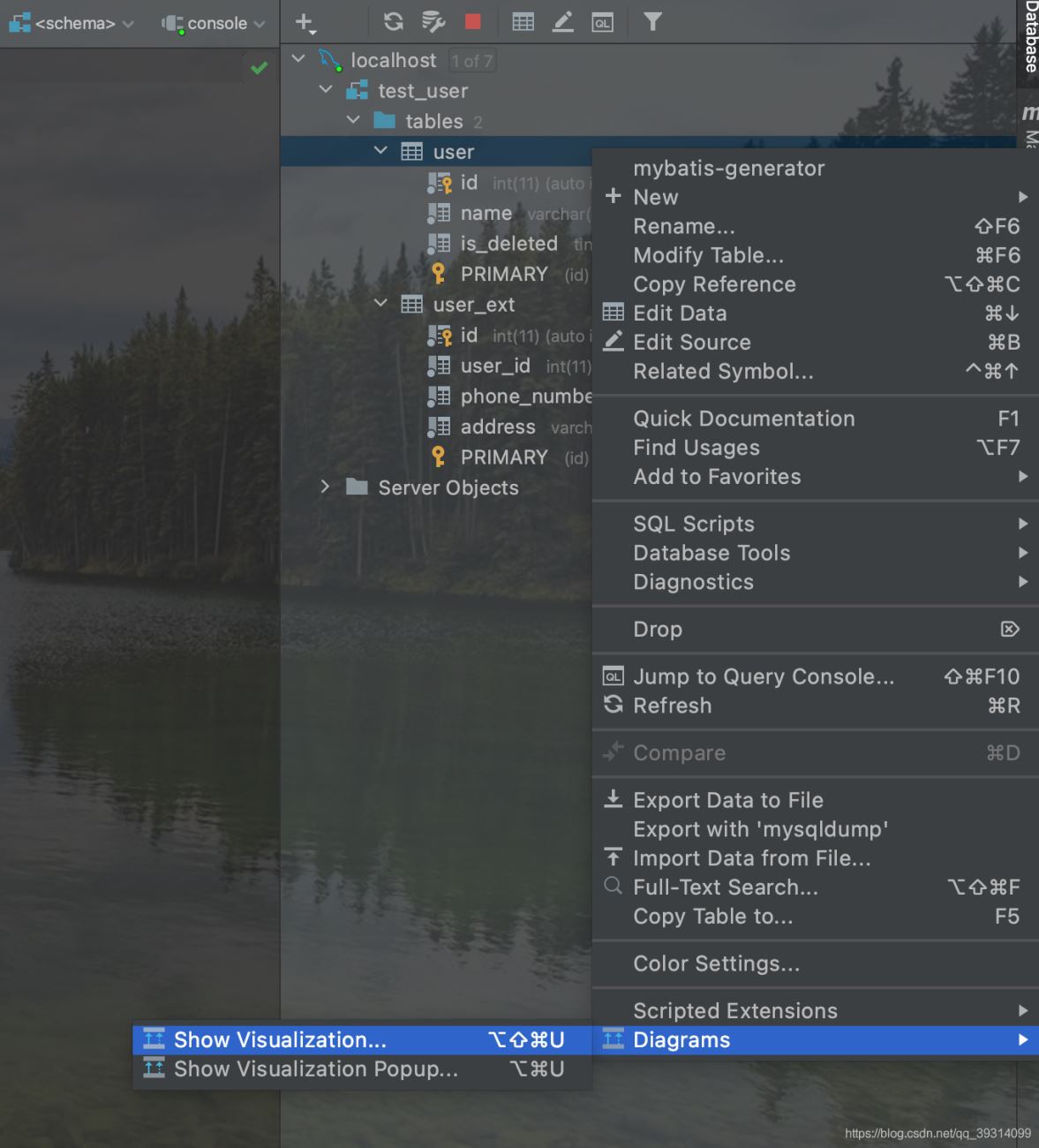 使用idea的database模塊繪制數據庫er圖的方法