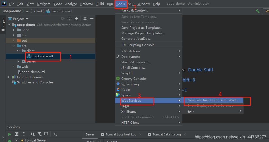 IDEA利用自帶Axis工具和wsdl文件反向生成服務(wù)端客戶端代碼圖文詳解