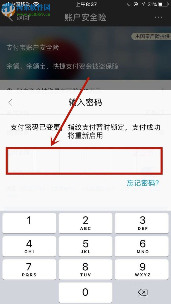 手機支付寶購買賬戶安全險的方法