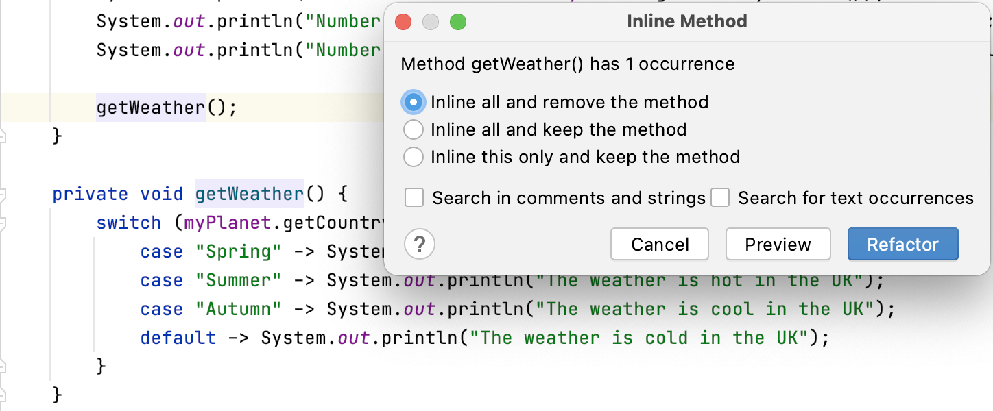 IntelliJ IDEA 2020.3通過重命名內聯重構代碼