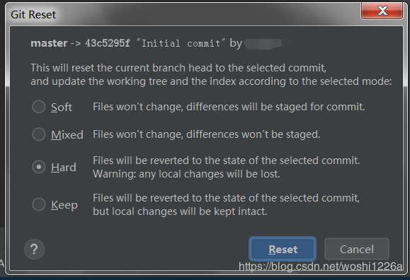 詳解IDEA Git Reset 選項說明