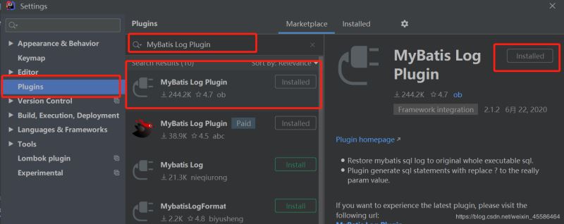 在IDEA中安裝MyBatis Log Plugin插件,執行mybatis的sql語句(推薦)