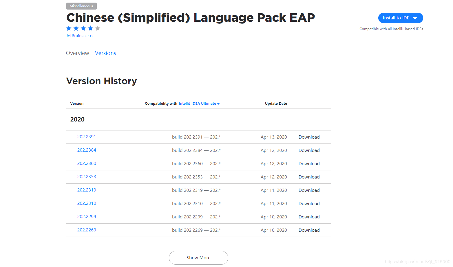 IDEA 2020.1 搜索不到Chinese ​(Simplified)​ Language Pack EAP,無法安裝的問題