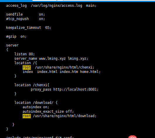 nginx 配置文件目錄瀏覽下載功能