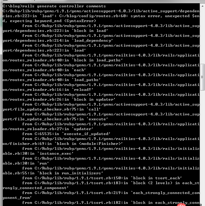 ruby - 【關于rails】cmd使用“rails generate controller Comments”報錯