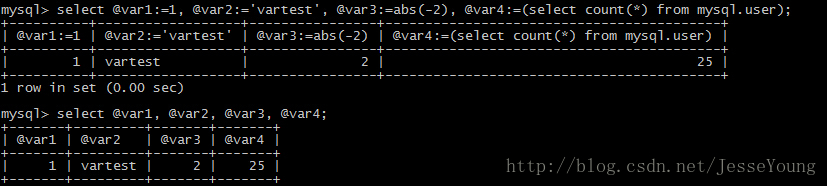 mysql用戶變量與set語句示例詳解