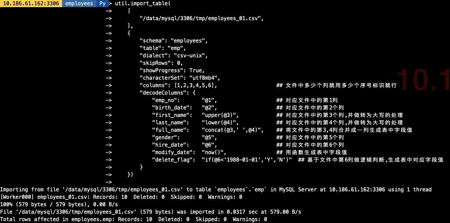 MySQL Shell import_table數據導入的實現