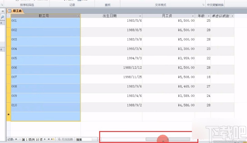 Microsoft Office Access凍結字段的方法