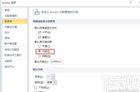 Microsoft Office Access將單元格效果設置為凸起的方法