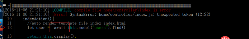 node.js - thinkjs2 使用await報錯