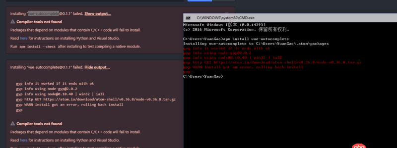 node.js - 通過軟件中的install安裝之后報錯